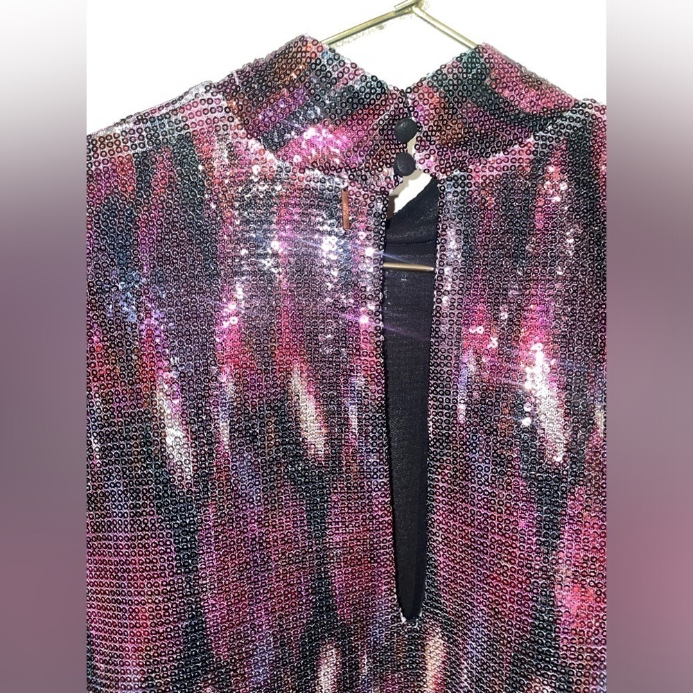 New! MISA Los Angles Divia Sequin Midi Dress in Pink & Purple 🩷 Small NWT! - Picture 16 of 16